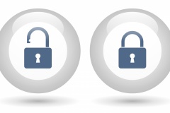Button with padlock icon on white background