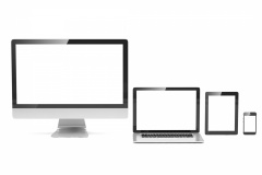 Ultimate web design, laptop, smartphone, tablet, computer, display. 3d rendering.