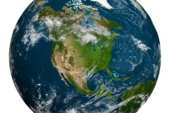 Planet earth with clouds. North America.