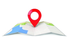 Folded Abstract Navigation Map with Target Pin