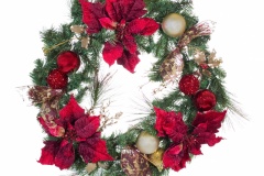 Traditional holiday Christmas wreath isolated on white background