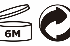 6M Period after opening, PAO symbol and Green Point symbol for cosmetics packaging.