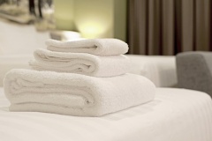 white towels on bed