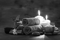 Beauty spa treatment with candles