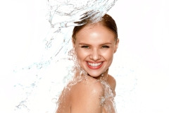 Beauty. Woman With Water On Face And Body. Spa Skin Care